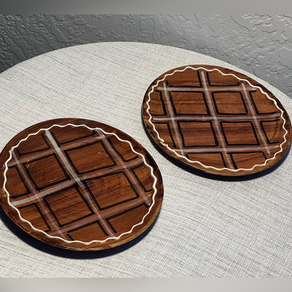Vintage Mid Century Handmade Italian Waffle Plates (2) - Picture 5 of 11